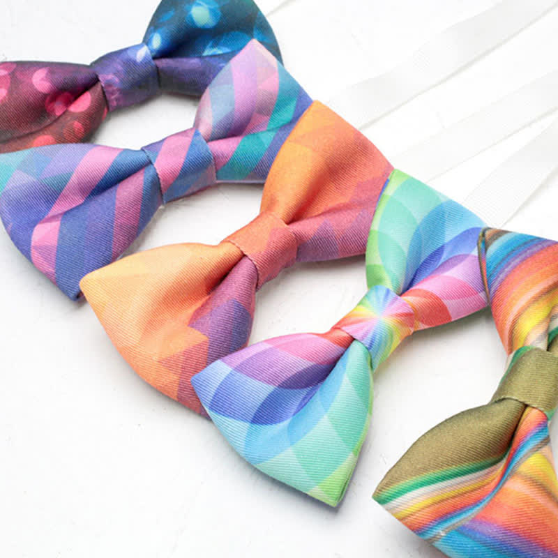 Men's Gradient Colorful Rainbow Simple Bow Tie