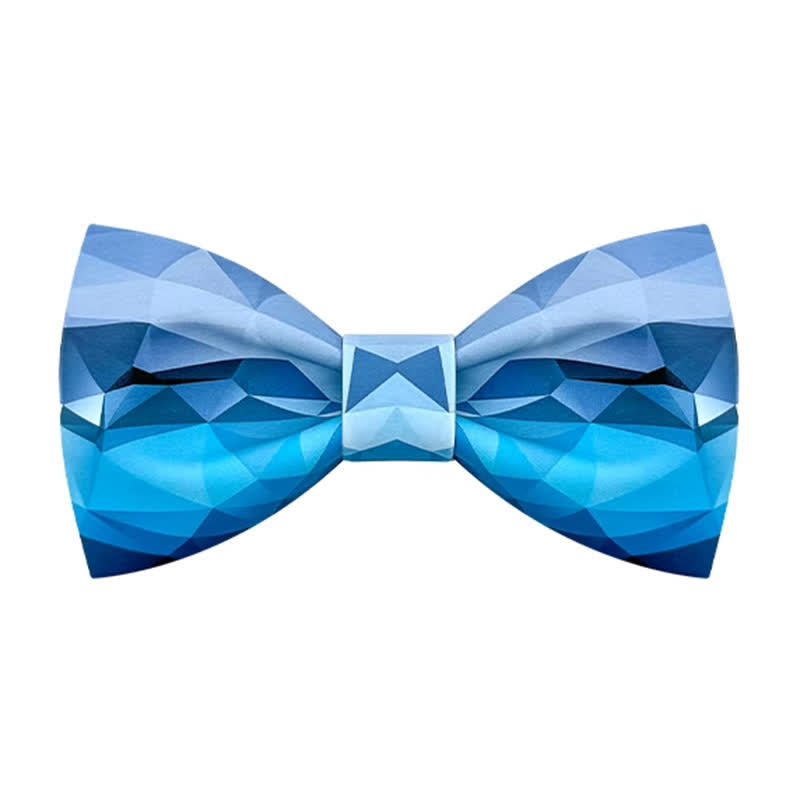 Men's Sky Blue Geometric Printing Bow Tie