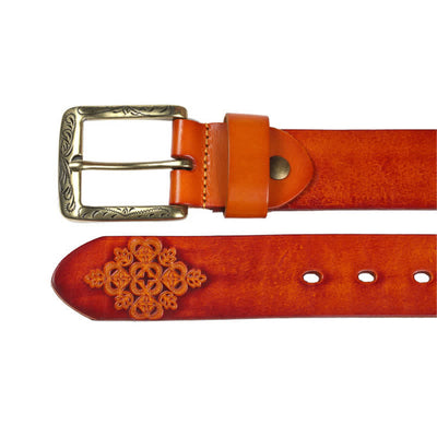 Medieval Exotic Embossed Pattern Leather Belt