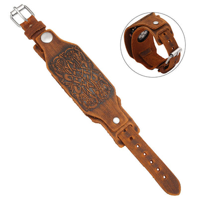 Relief Celtic Knot Pattern Leather Watch Band