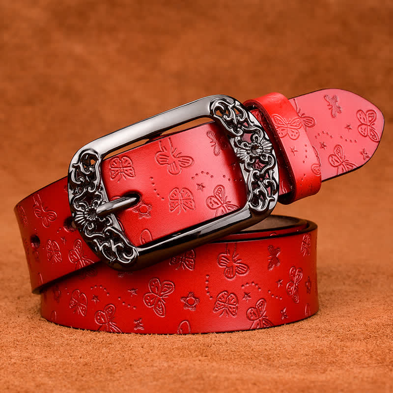 Women's Butterfly Emboss Luxury Stylish Leather Belt