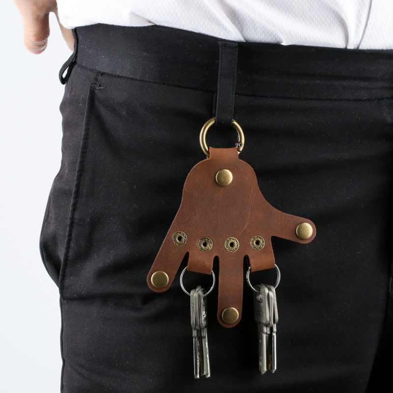 Funny Creative Finger Shape Leather Keychain