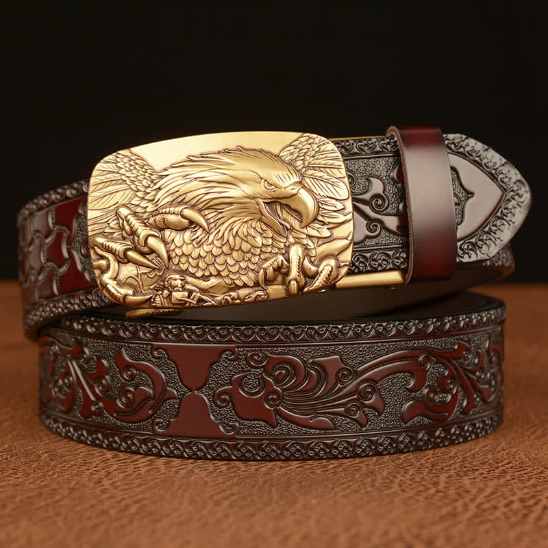 Men's Eagle Buckle Genuine Leather Embossing Belt