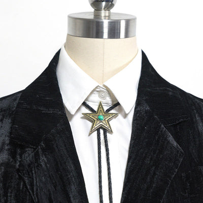 Vintage Natural Stone Star Pendant Necklace Bolo Tie