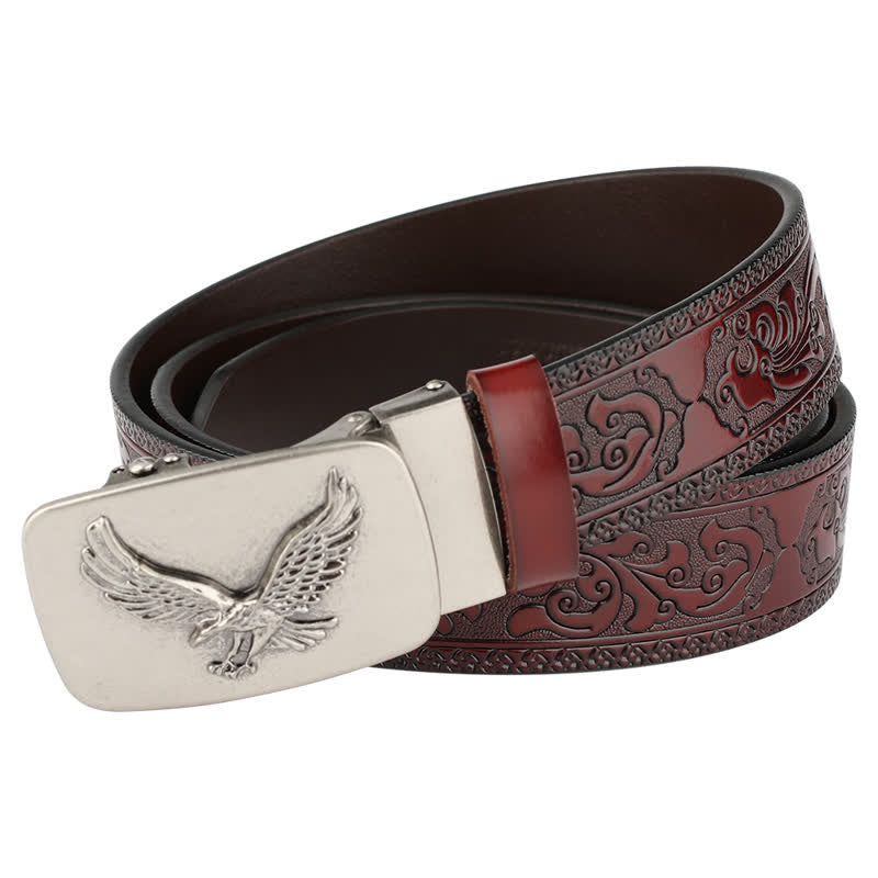 Men's Flying Eagle Automatic Buckle Embossing Leather Belt