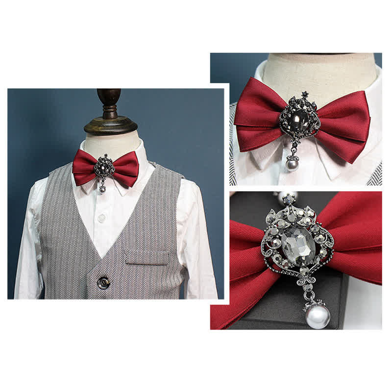 Kid's Dangle Crystal Applique Ornament Bow Tie