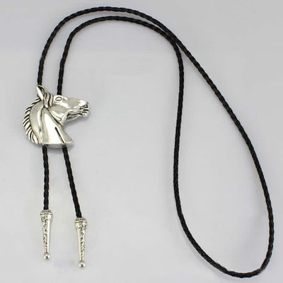 Stereoscopic Horse Head Cowboy Leather Bolo Tie