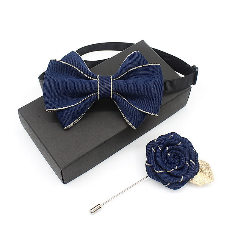 2Pcs Kid's Little Gentleman Multilayer Corsage Bow Tie Set