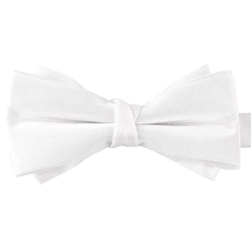 Men's Gloss Double Layer Solid Color Bow Tie