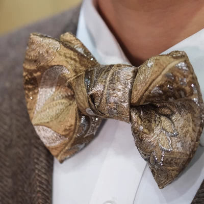 Men's Luxury Champagne Fishtail Oversized Bow Tie
