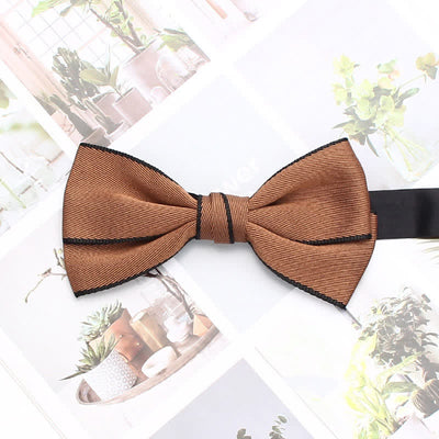 Men's Double Solid Color Line Edge Bow Tie