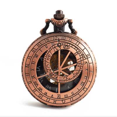 Twelve Constellations Compass Mechanical Pocket Watch