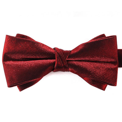 Men's Gloss Double Layer Solid Color Bow Tie