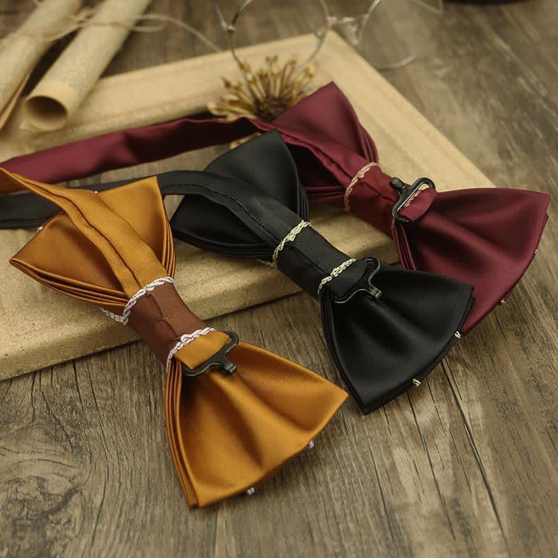 Men's Unique Ribbon Splicing Double Layer Bow Tie