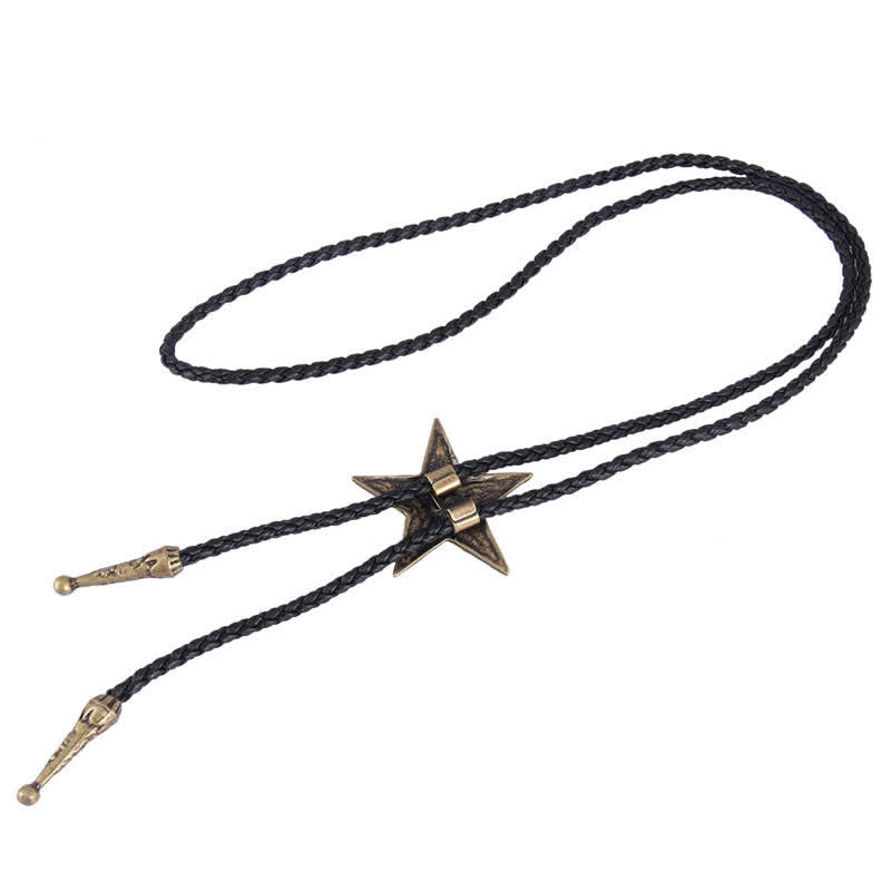 Vintage Natural Stone Star Pendant Necklace Bolo Tie