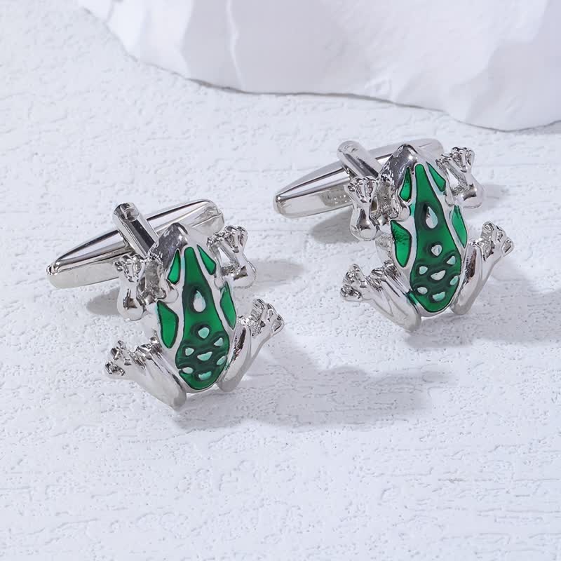 Men's Green Enamel Tree Frog Cufflinks