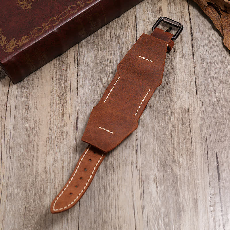 Men's Hand-Stitched Punk Bracelet Leather Watch