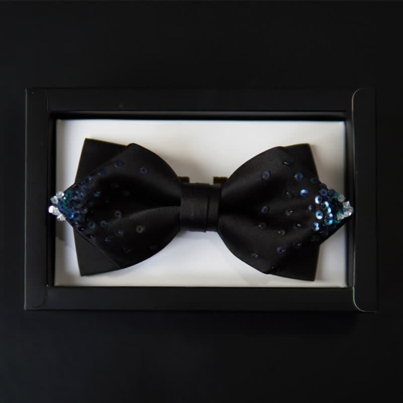 Men's Gradient Blue Sequin Pointy Bow Tie