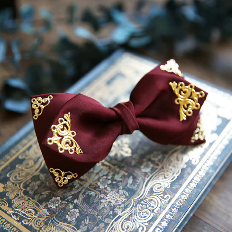 Men's Golden-Tipped Metal Wedding Bow Tie