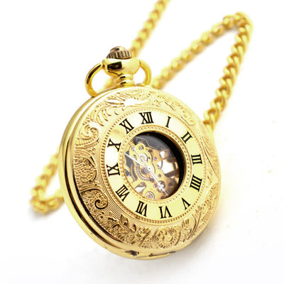 Classic Roman Numerals Antique Mechanical Pocket Watch