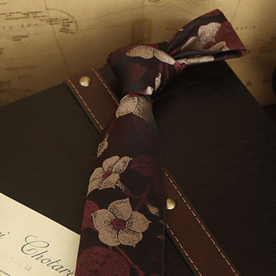 Men's Floral Printed Formal Dress Shirt Necktie