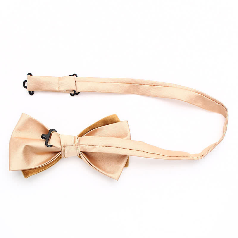 Men's Velvet Double Layered Patchwork Color Bow Tie