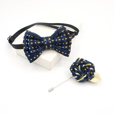 2Pcs Kid's Handmade Vintage Plaid Corsage Bow Tie Set