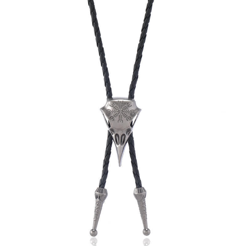 Viking Long-Billed Bird Skull Pendant Bolo Tie