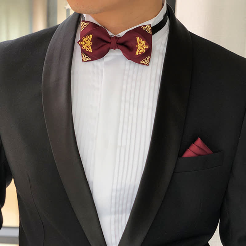 Men's Golden-Tipped Metal Wedding Bow Tie