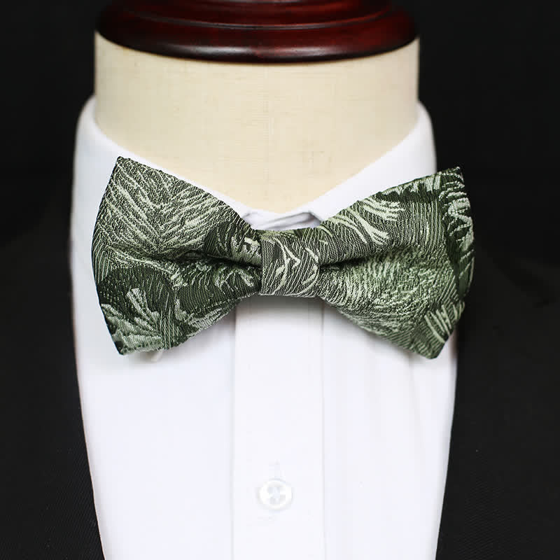 Men's Quiet Peaceful MediumSeaGreen Floral Bow Tie