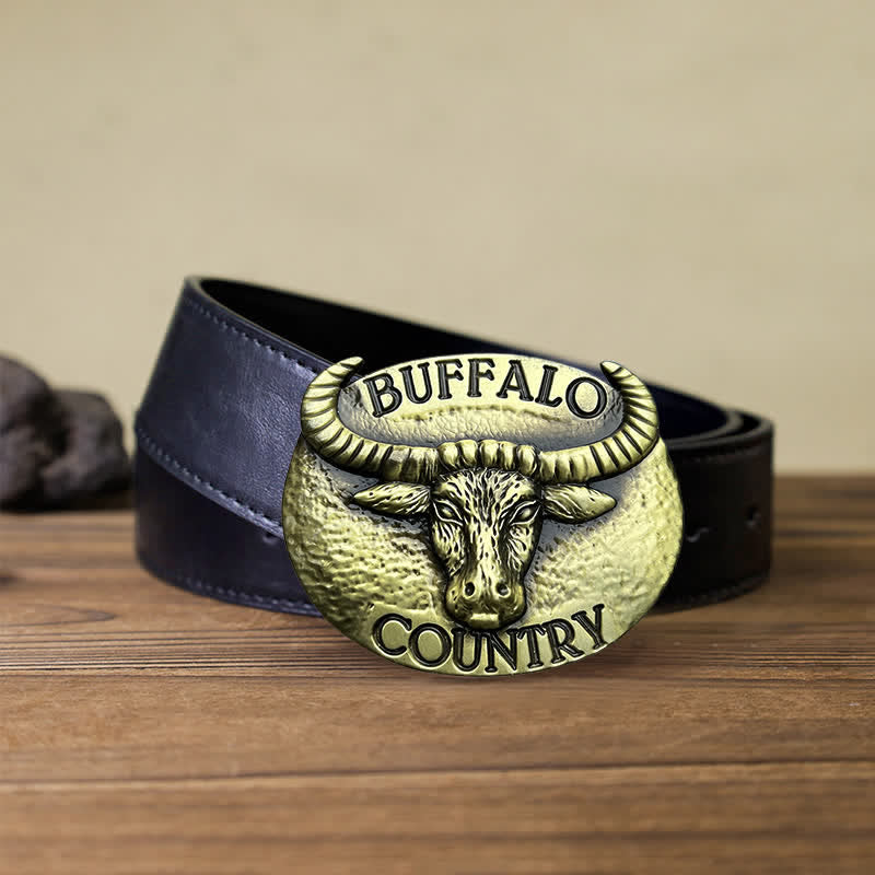 Men's DIY Buffalo Country Buckle Leather Belt