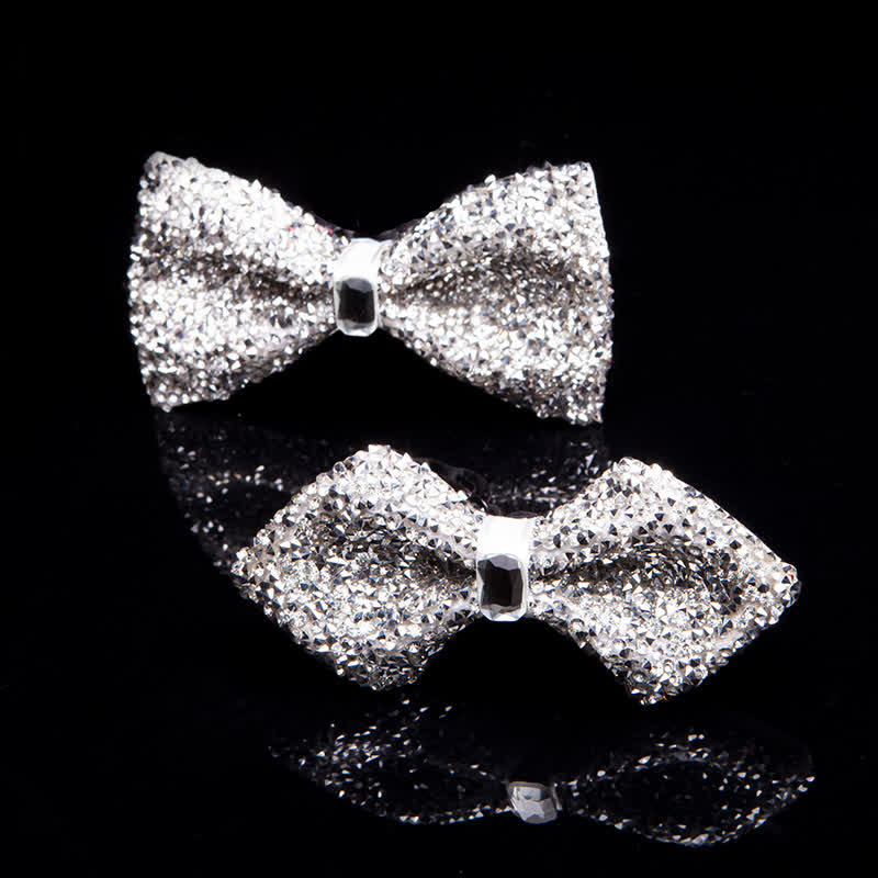 Men's Sparkling White Rhinestones Gem Bow Tie