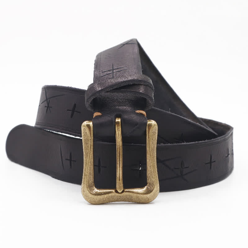 Men's Personality Hand-Cutting Cross Design Leather Belt
