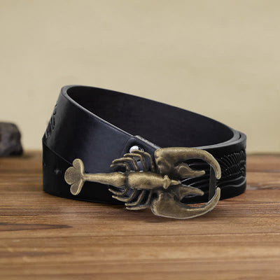 Men's DIY Animal Mini Scorpion Buckle Leather Belt