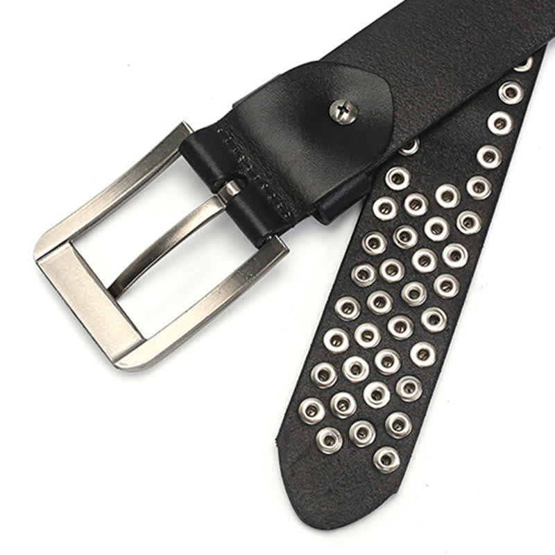 Unisex Hexagonal Rivet Studded Leather Belt