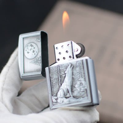 Howling Wolf Grinding Wheel Refillable Butane Lighter