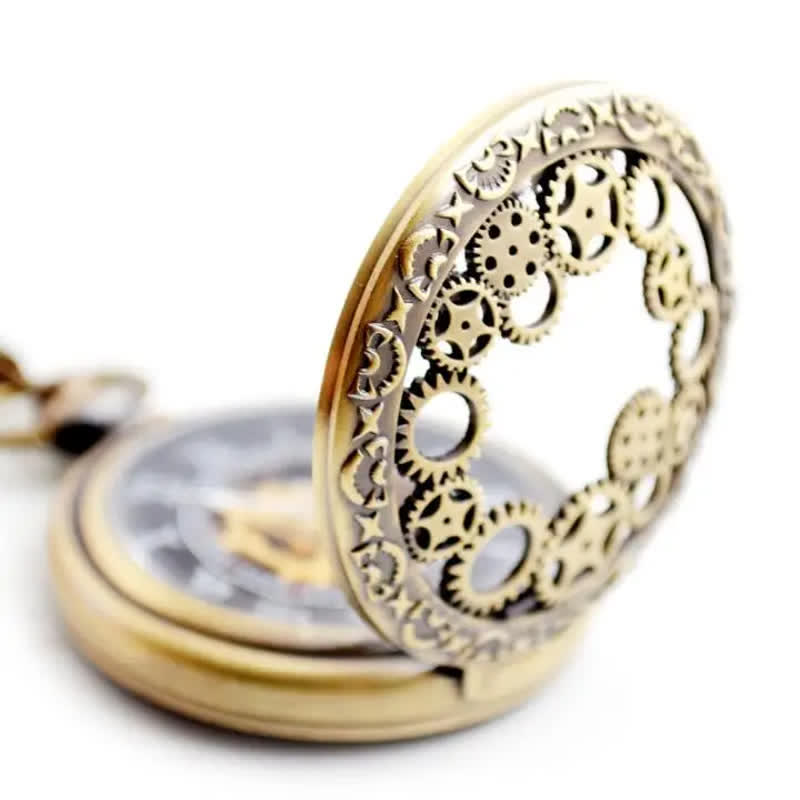 Steampunk Gears Roman Numerals Mechanical Pocket Watch