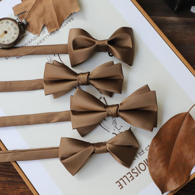 Men's Solid Coffee Brown Color Series Bow Tie