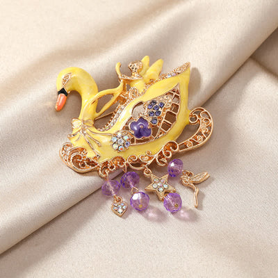 Women's Fairy Swan Tassels Hollow Brooch