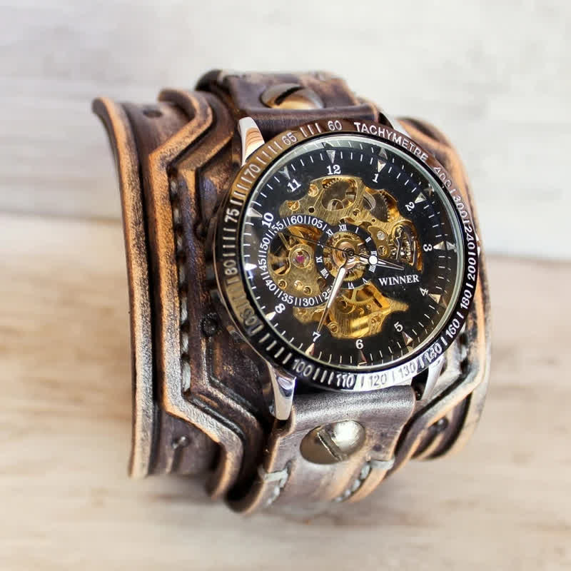 Men's Punk Steampunk Style Cuff Watch