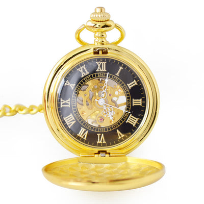 Retro Golden Mechanical Pocket Watch with Chain