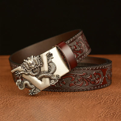 Men's Letter V Dragon Embossing Leather Belt