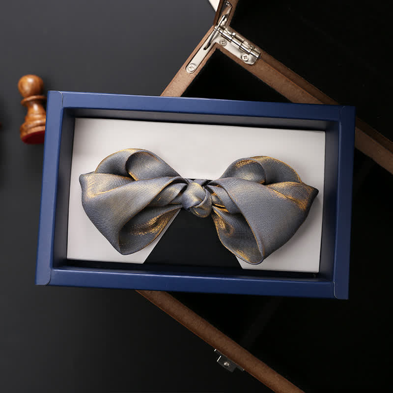 Men's Shining Gray Unique Folded Shape Bow Tie