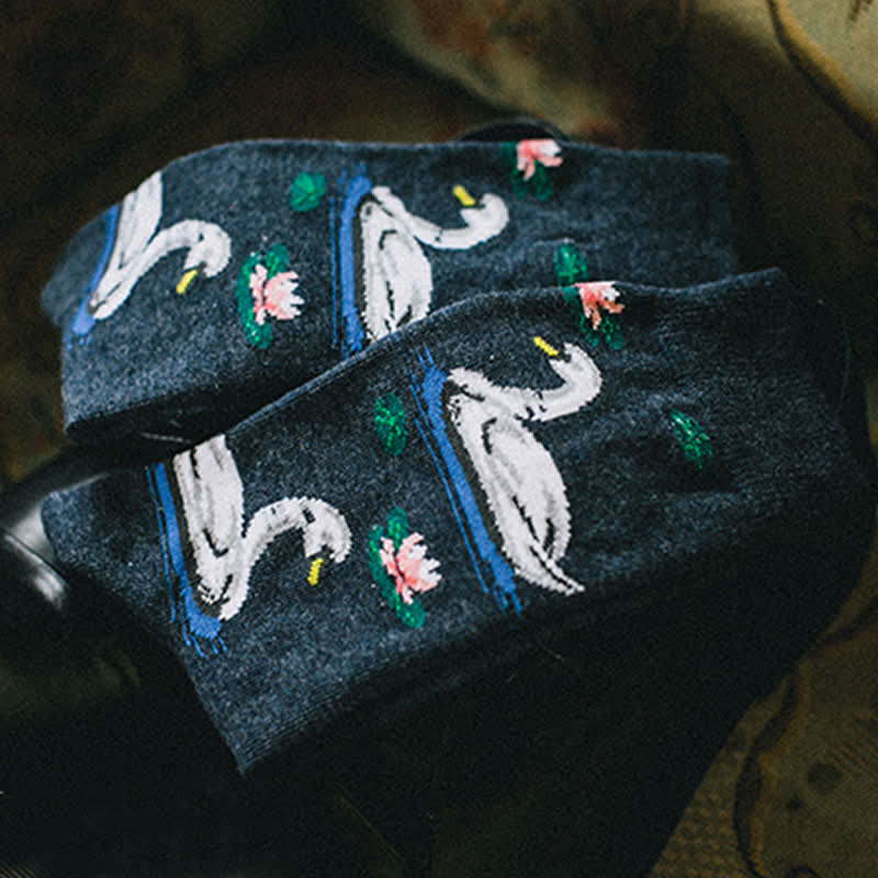 Men's Funky Swimming Swan Crew Socks