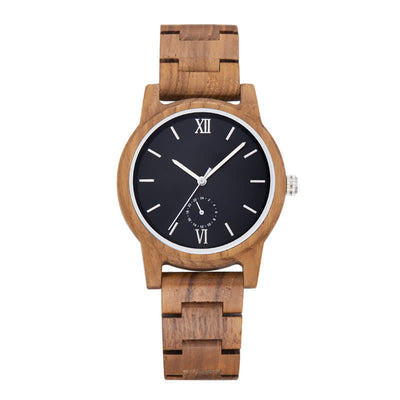 Men's Black Dial Quartz Movement Wooden Watch