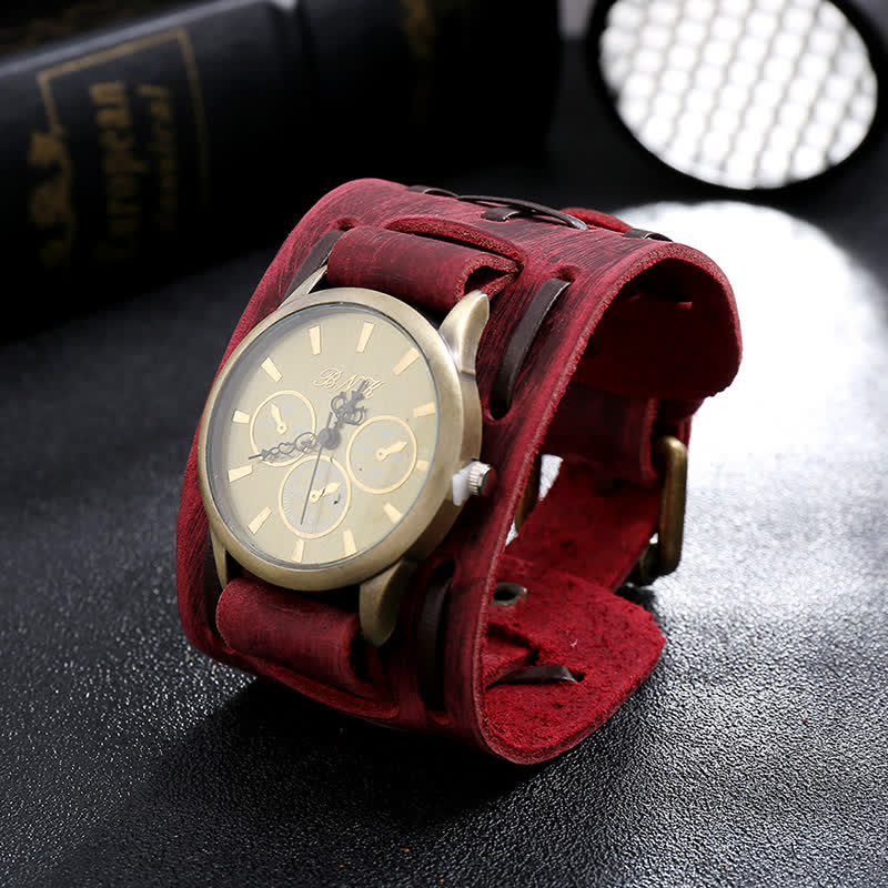 Men's Retro Cool Punk Weave Cuff Leather Watch