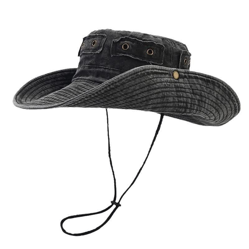 Unisex Denim Patch Sun Protection Bucket Hat