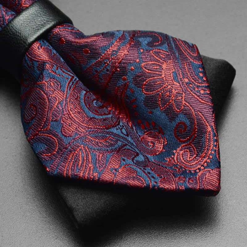 3Pcs Men's Exotic Paisley Double Pointed Bow Tie Set