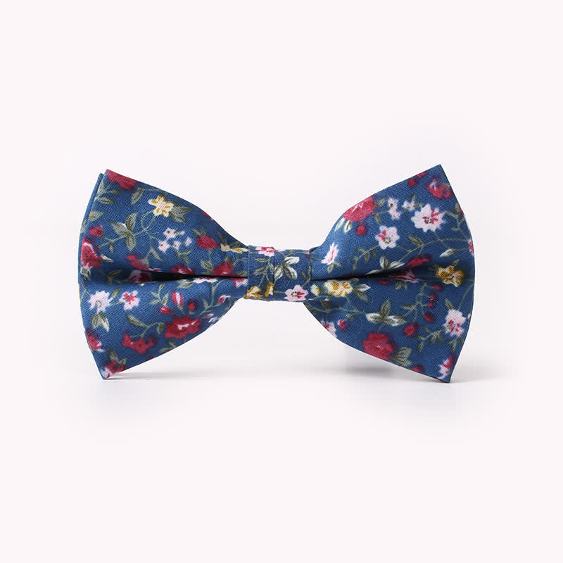 Men's Cotton Floral Print Double Layered Bow Tie