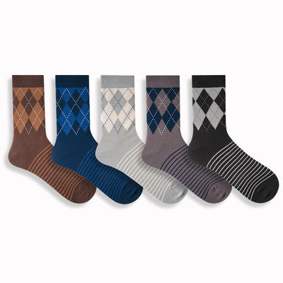 Men's British Plaid Patterned Cotton Socks